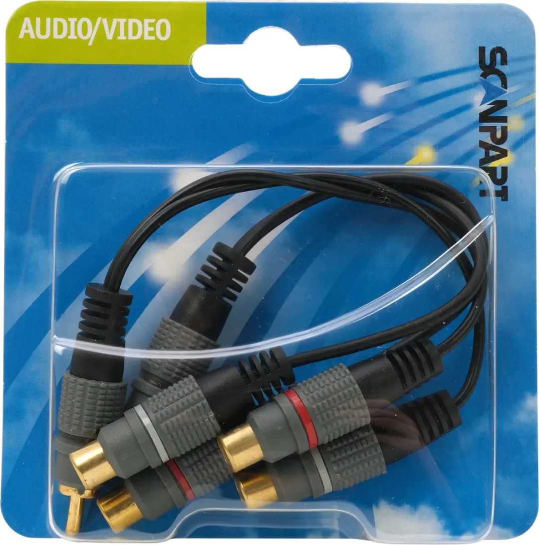 Scanpart RCA naar 2x RCA Audio Adapterkabel 20cm - 2 Stuks