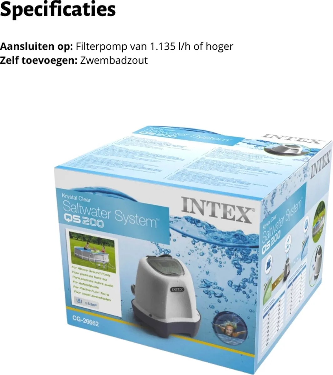 Intex QS200 Zoutwatersysteem 8.327L - 32mm - Wit