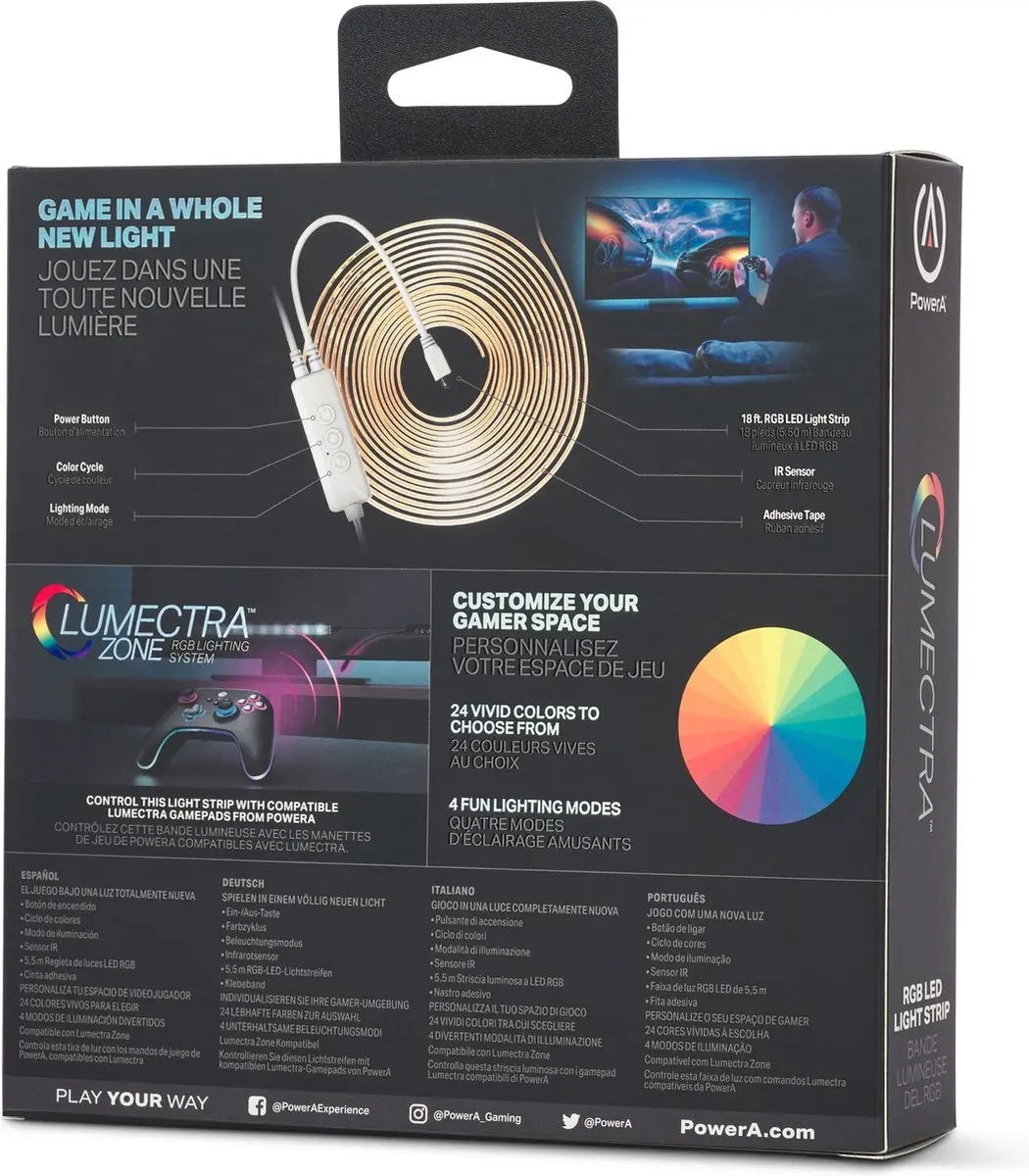 POWERA Lumectra RGB LED Strip 5,5m - met afstandsbediening