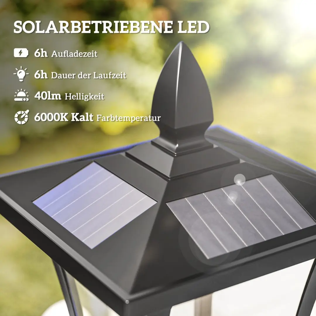 ECTEATOY Solar Tuinverlichting Staande Buitenlamp - Zwart - afbeelding 3 van 6