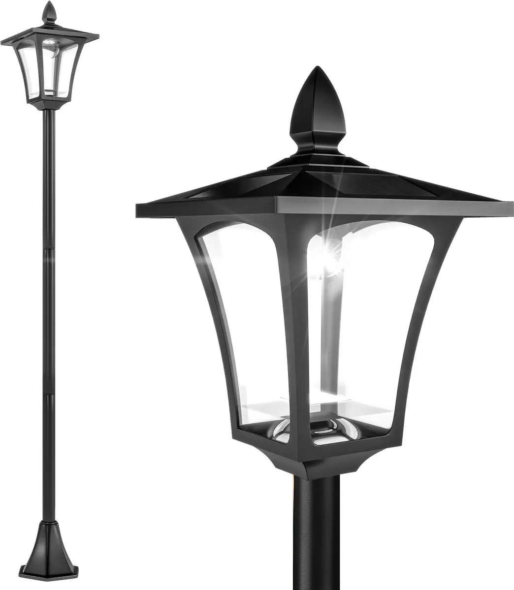 ECTEATOY Solar Tuinverlichting Staande Buitenlamp - Zwart - afbeelding 2 van 6