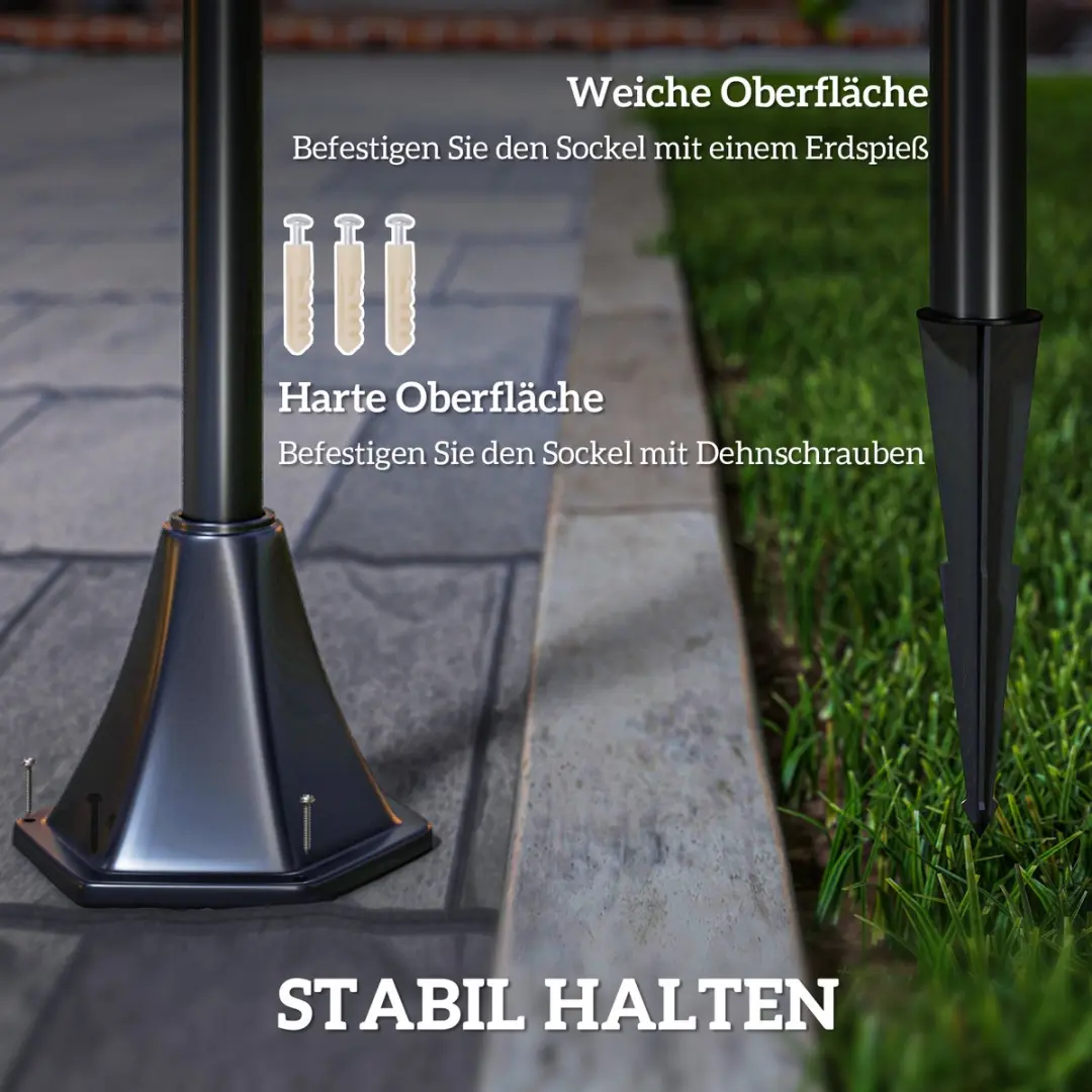 ECTEATOY Solar Tuinverlichting Staande Buitenlamp - Zwart - afbeelding 6 van 6