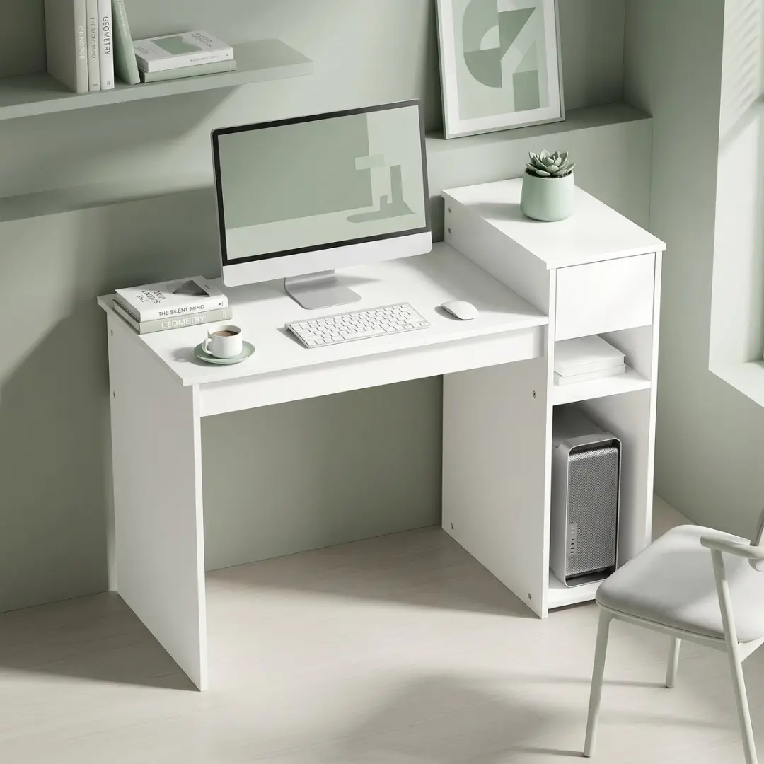 ECTEATOY Bureau met CPU-houder 108x50x82cm - Wit - afbeelding 4 van 6