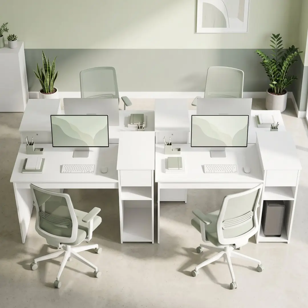 ECTEATOY Bureau met CPU-houder 108x50x82cm - Wit - afbeelding 5 van 6