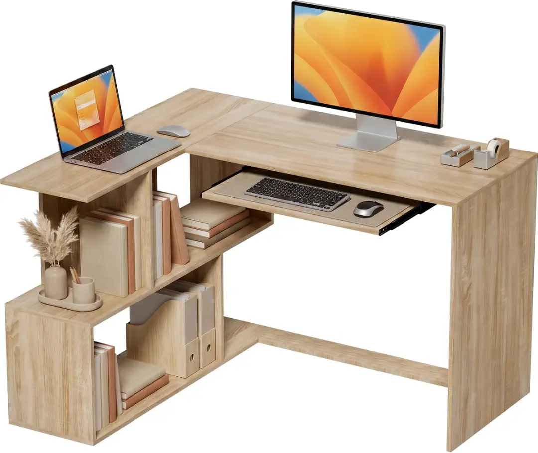 ECTEATOY Hoekbureau L-Vormig Computerbureau 120x100x76cm