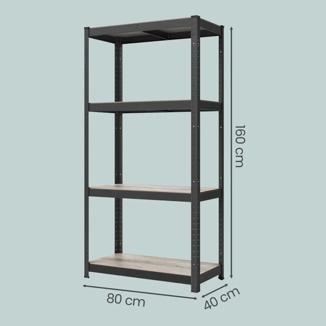 Songmics Stellingkast 4 Niveaus - Max 520 kg - Grège/Zwart - afbeelding 2 van 4
