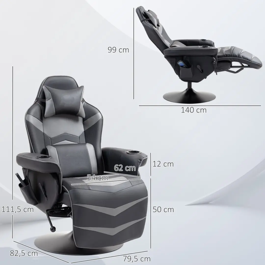 ECTEATOY Ergonomische Gamestoel Grijs - Massage & Voetensteun