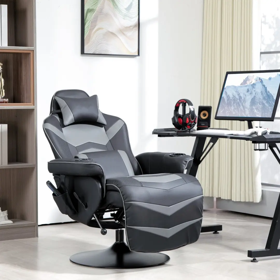 ECTEATOY Ergonomische Gamestoel Grijs - Massage & Voetensteun
