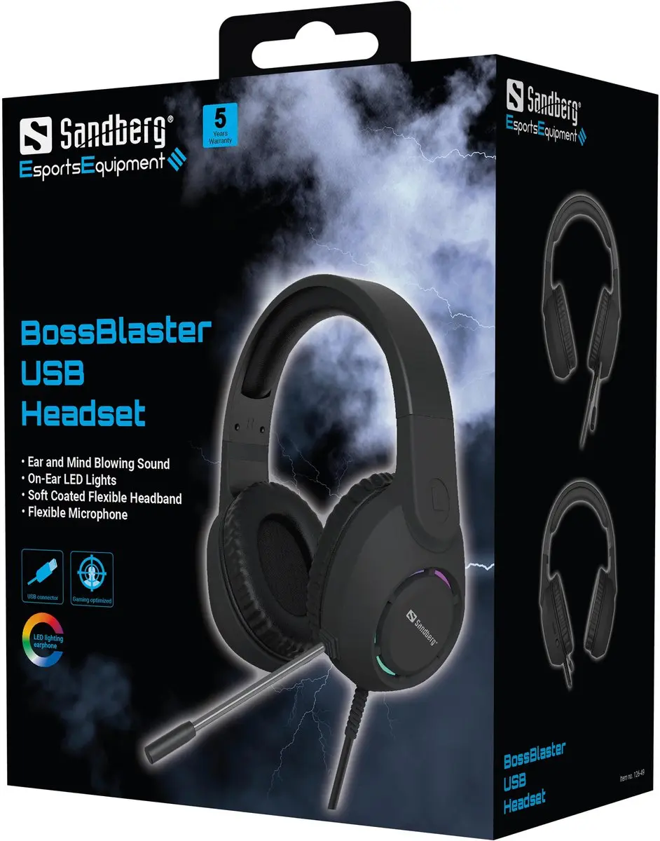 Sandberg 126-49 BossBlaster Gaming Headset - USB - Zwart