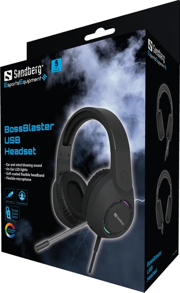 Sandberg 126-49 BossBlaster Gaming Headset - USB - Zwart