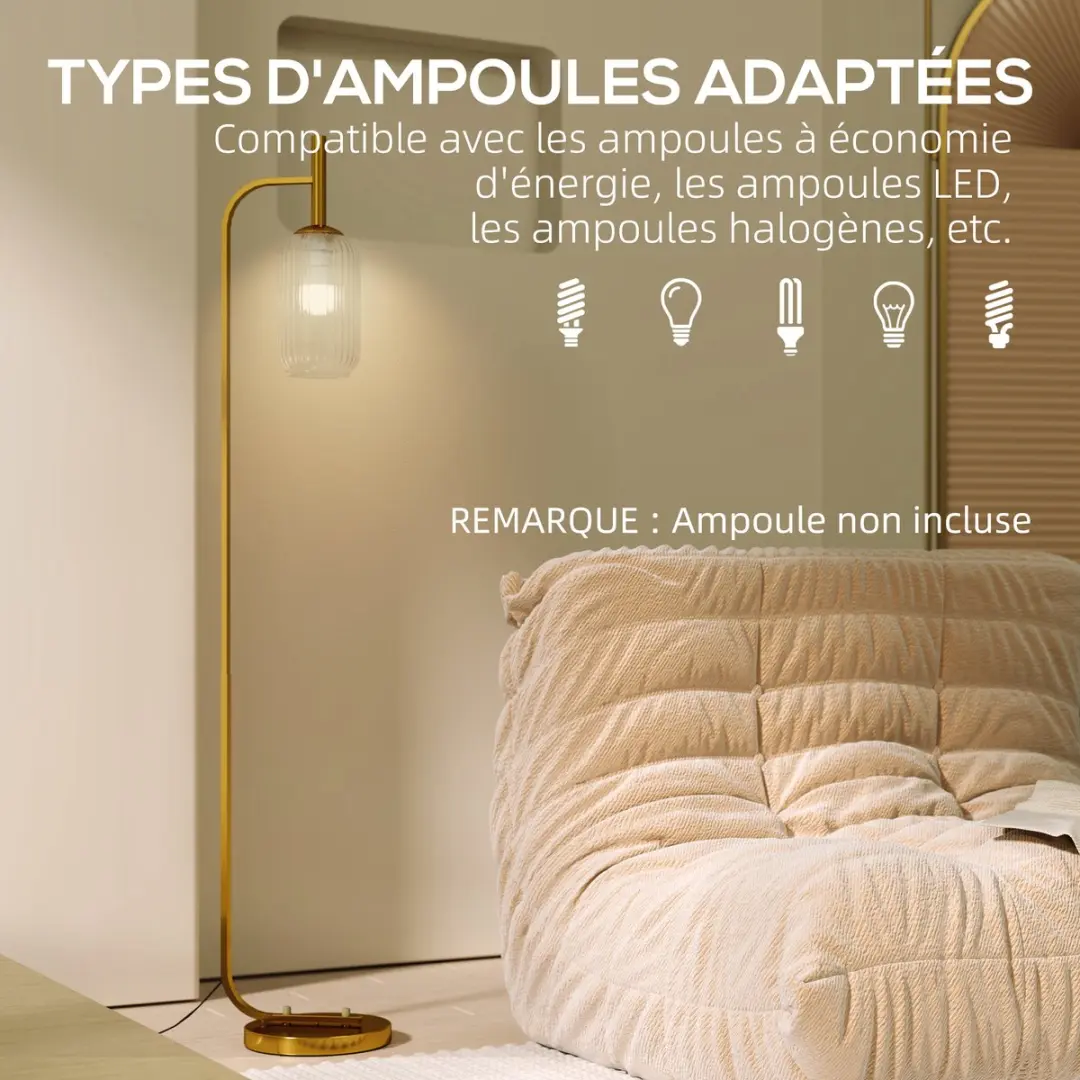 ECTEATOY Vloerlamp 152cm Goud - Metaal - afbeelding 6 van 6