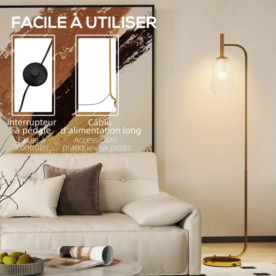 ECTEATOY Vloerlamp 152cm Goud - Metaal - afbeelding 5 van 6