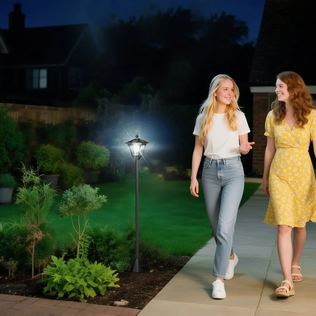 ECTEATOY Klassieke Solar Vloerlamp Padverlichting - Zwart - afbeelding 6 van 6