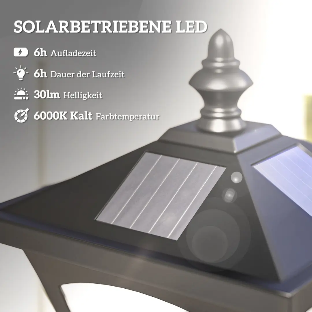 ECTEATOY Klassieke Solar Vloerlamp Padverlichting - Zwart