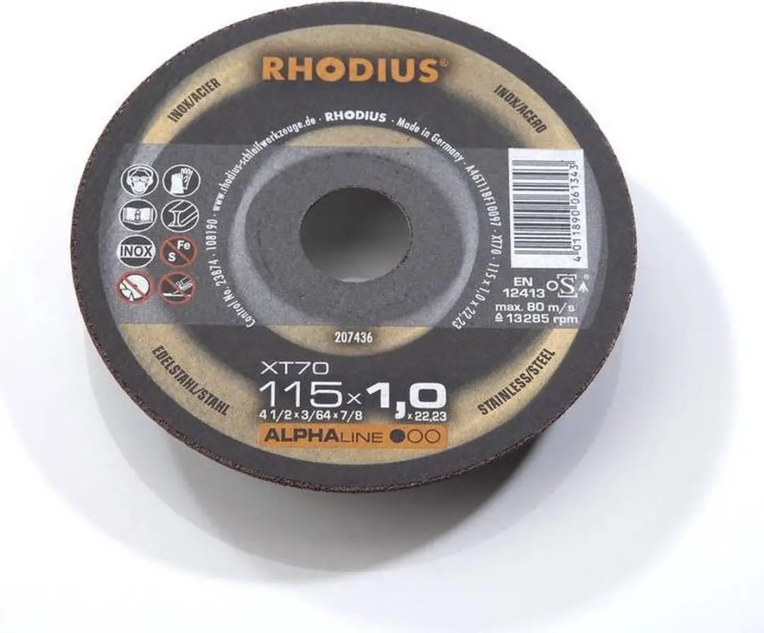 Rhodius XT70 208225 Doorslijpschijf 115mm - 10 Stuks - RVS/Staal