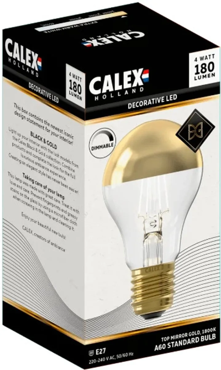 Calex Standard Top Mirror E27 180 Lumen - Goud