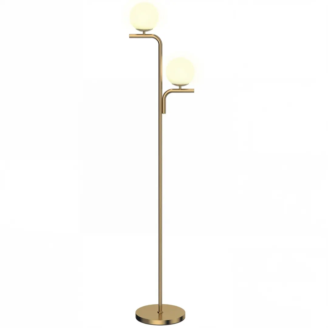 ECTEATOY Goud Vloerlamp met Glazen Bollen