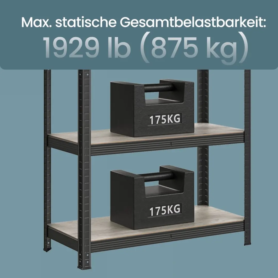 Songmics Stellingkast - 175 kg per plank - Grijs Zwart - afbeelding 3 van 5