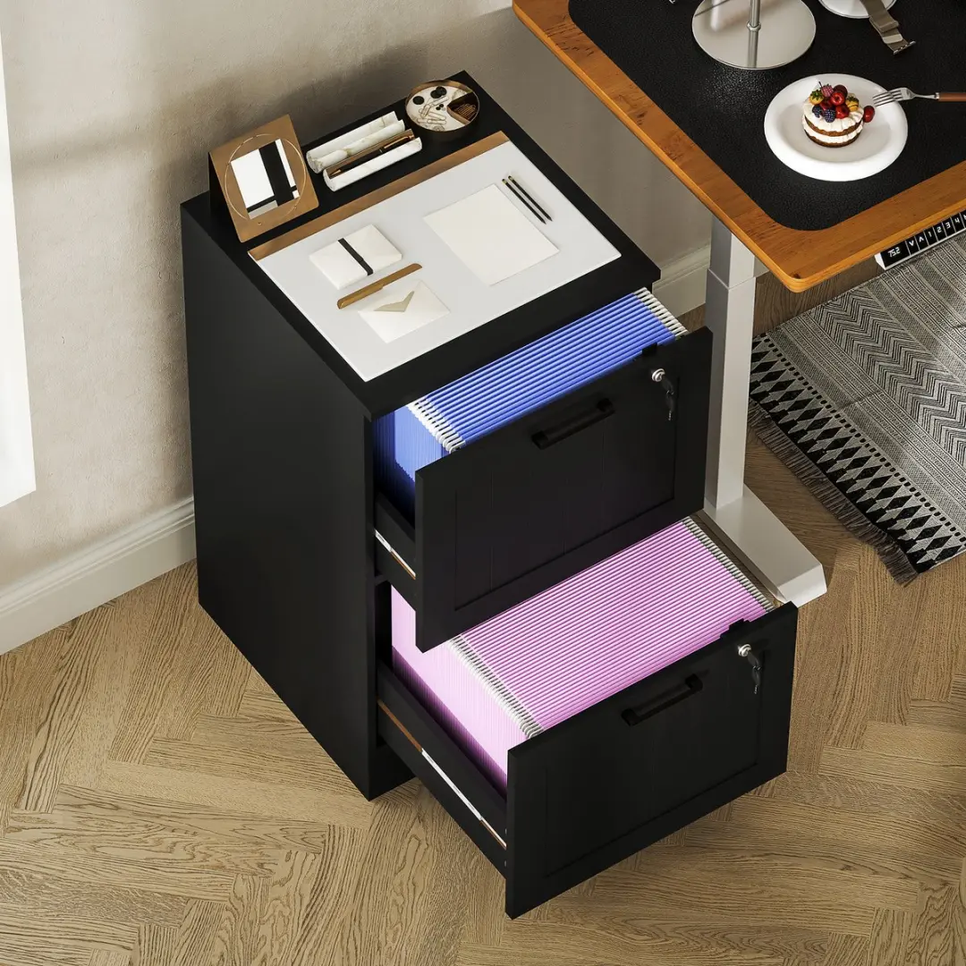 Homcom Archiefkast MDF 40x40x71cm - Zwart - afbeelding 6 van 6