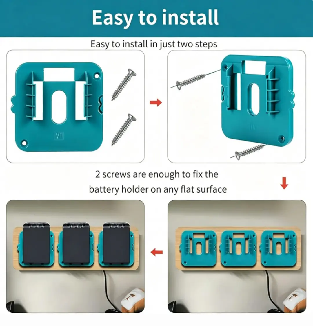 ECTEATOY Accuhouder Makita 18V - 5 Stuks - Blauw