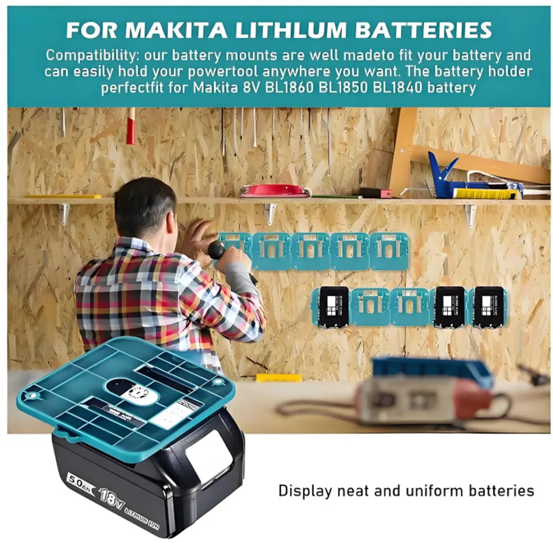 ECTEATOY Accuhouder Makita 18V - 5 Stuks - Blauw