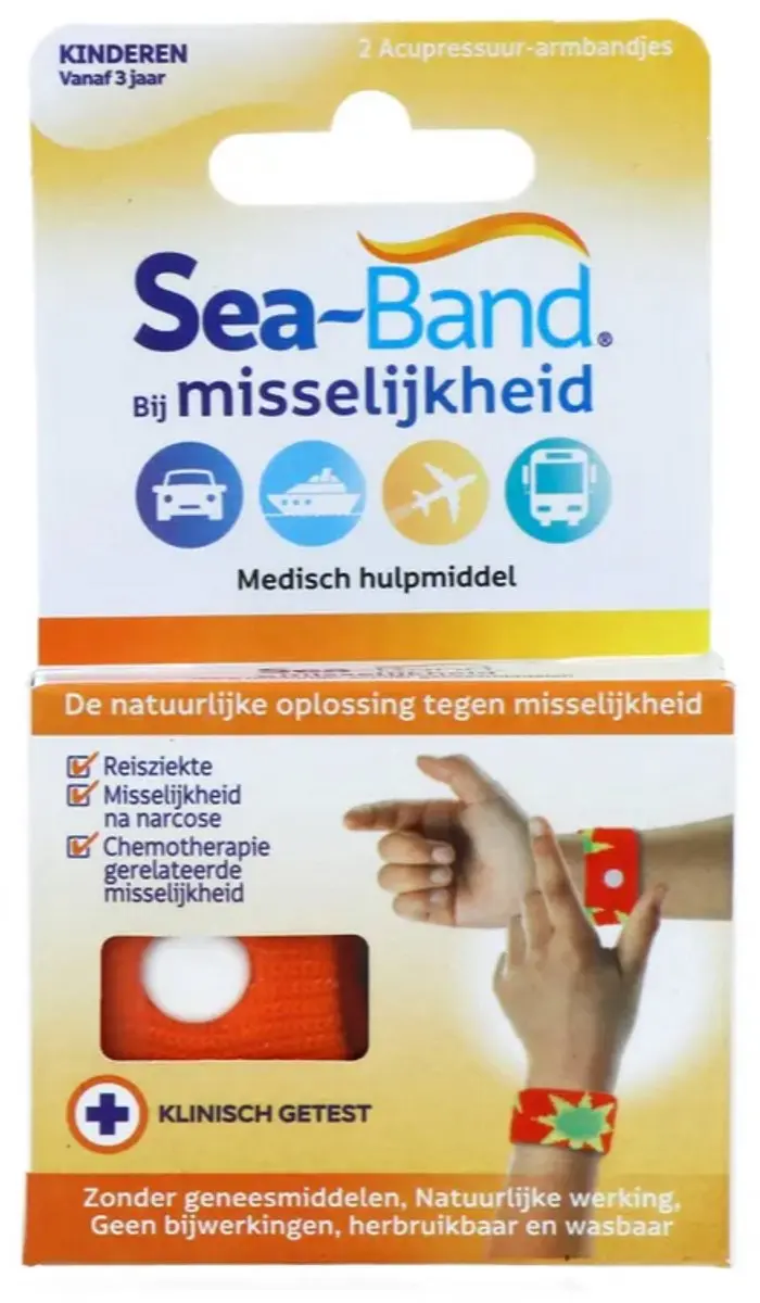 Sea Band Polsband Kinderen - Oranje - 2 Stuks