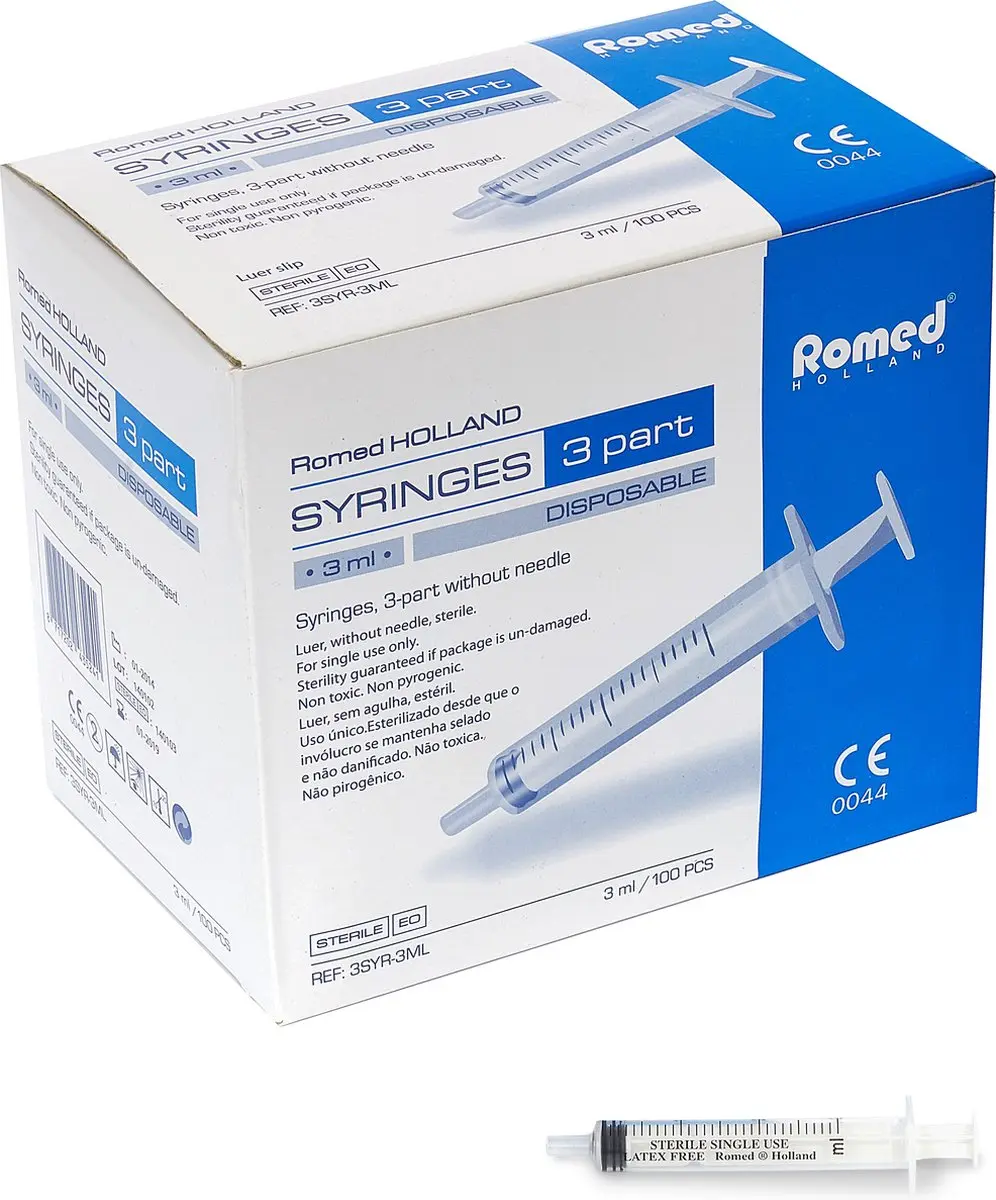Romed 3-delige Injectiespuiten 5ml Luer Slip