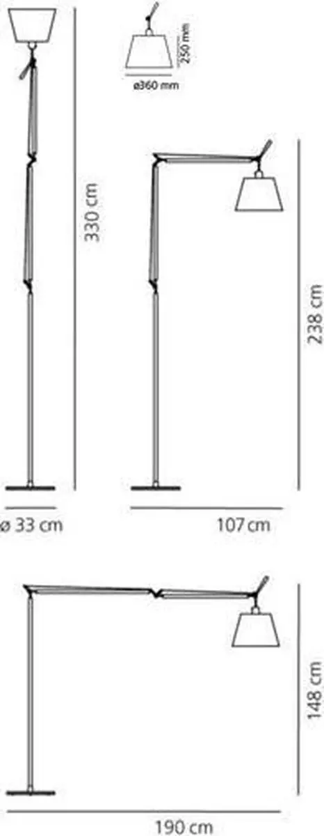 Artemide Tolomeo Mega Vloerlamp - Perkament Ø36cm