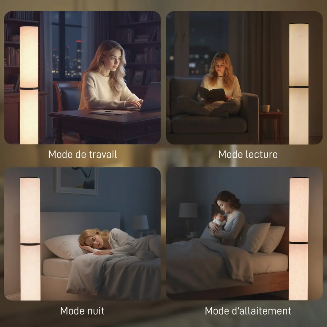 ECTEATOY Vloerlamp LED Beige Ø20x135cm - 30W - afbeelding 2 van 6