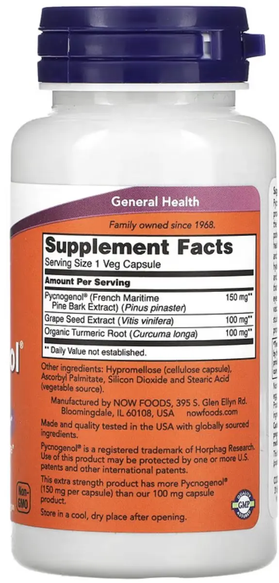 Now Foods Pycnogenol Extra Strength 150mg - 60 Veg Capsules