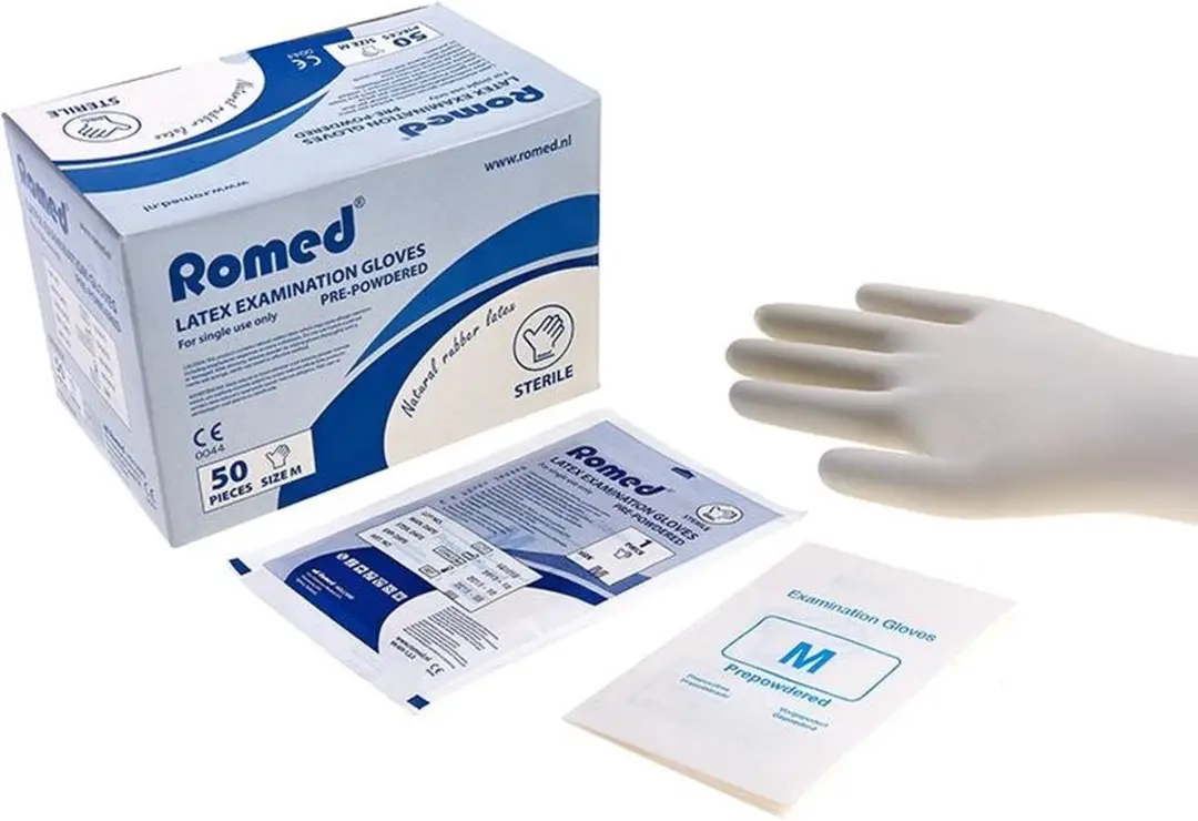 Romed 50 Paar Latex Handschoenen Steriel Small