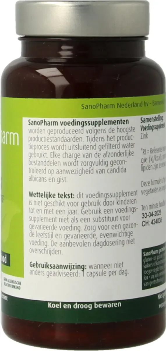 Sanopharm Zink Wholefood 30 Capsules