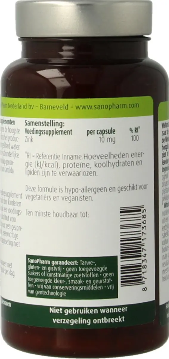 Sanopharm Zink Wholefood 30 Capsules