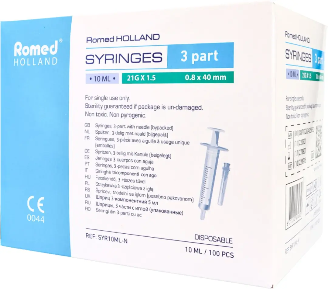 Romed 10ml Injectiespuit 21G - 100 Stuks