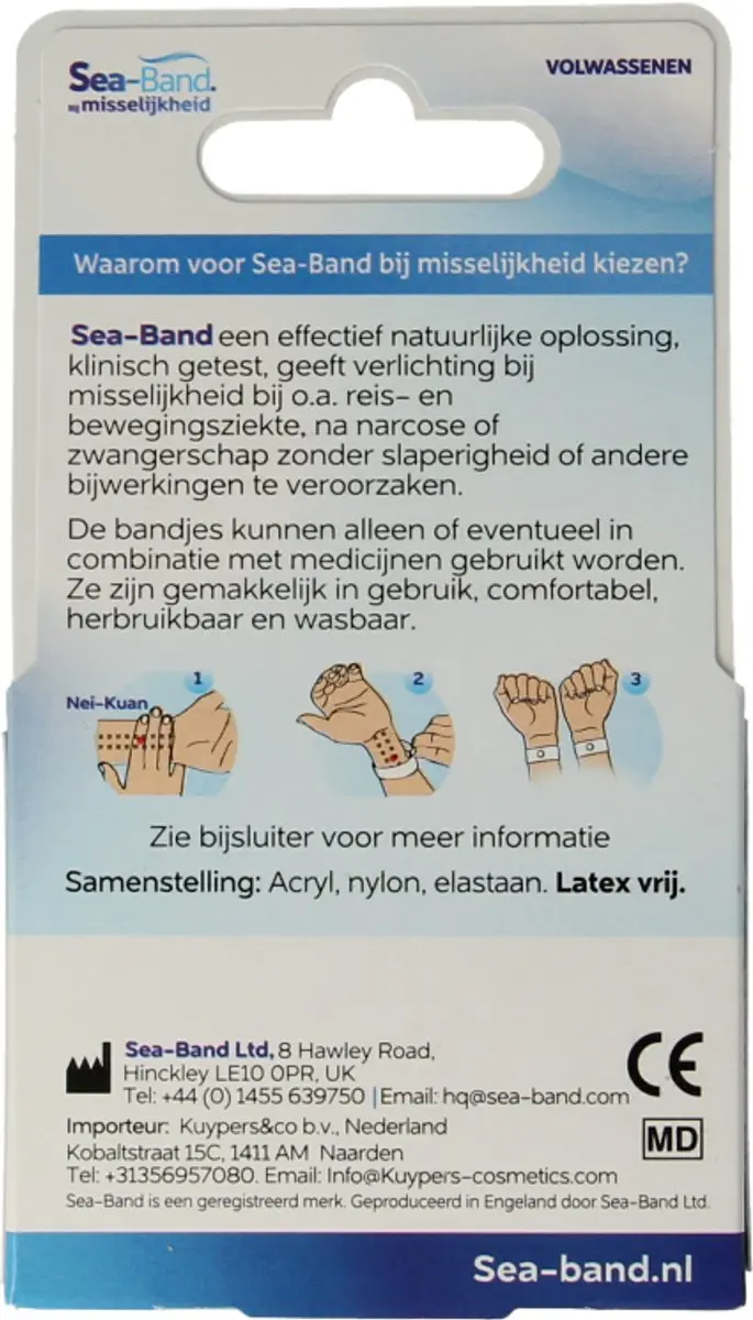 Sea Band Polsband Volwassenen - 2 Stuks