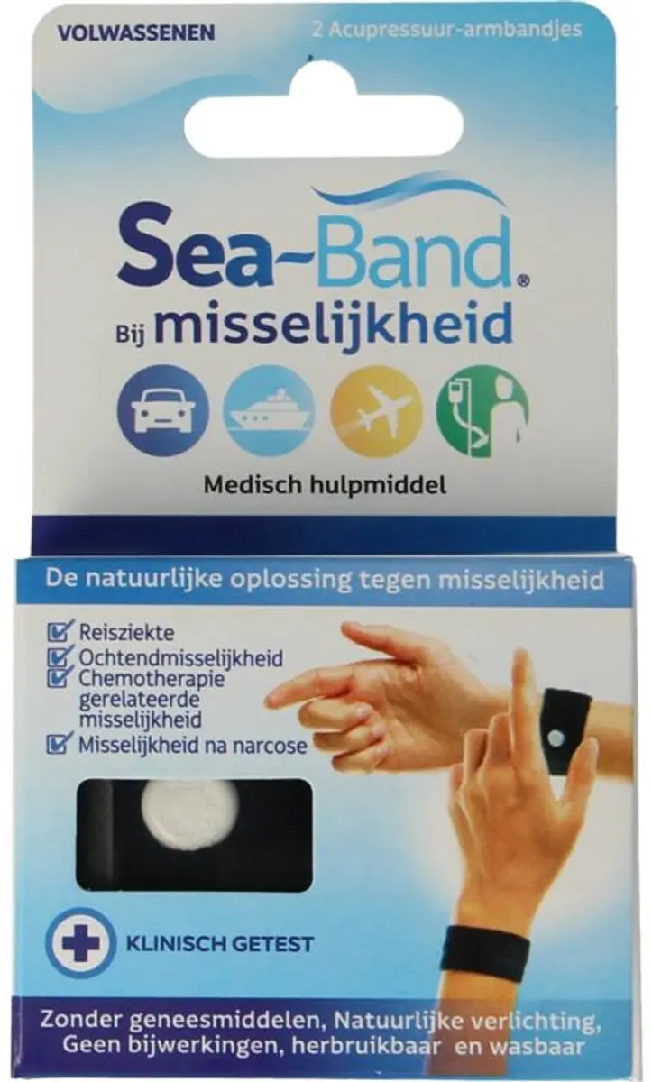 Sea Band Polsband Volwassenen Zwart (1 Paar)