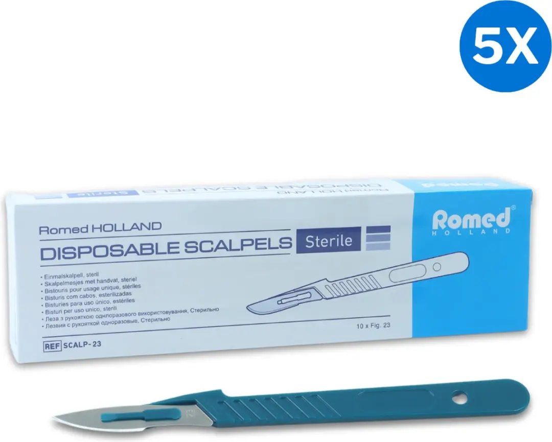 Romed Scalpelmesjes nr.23 met handvat - Set van 5 doosjes