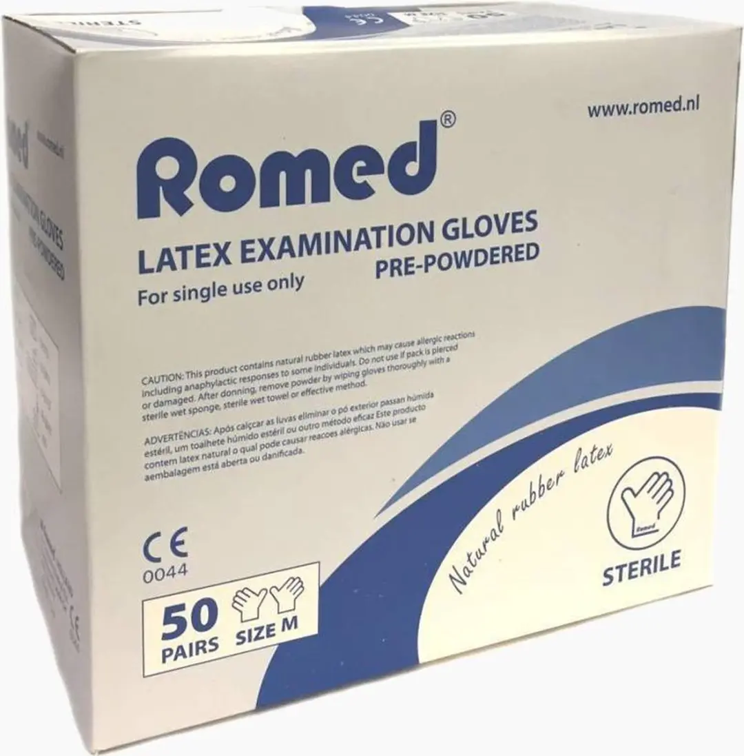 Romed Latex Operatiehandschoenen Maat 7.5 - 24 Paar - Steriel - Gepoederd