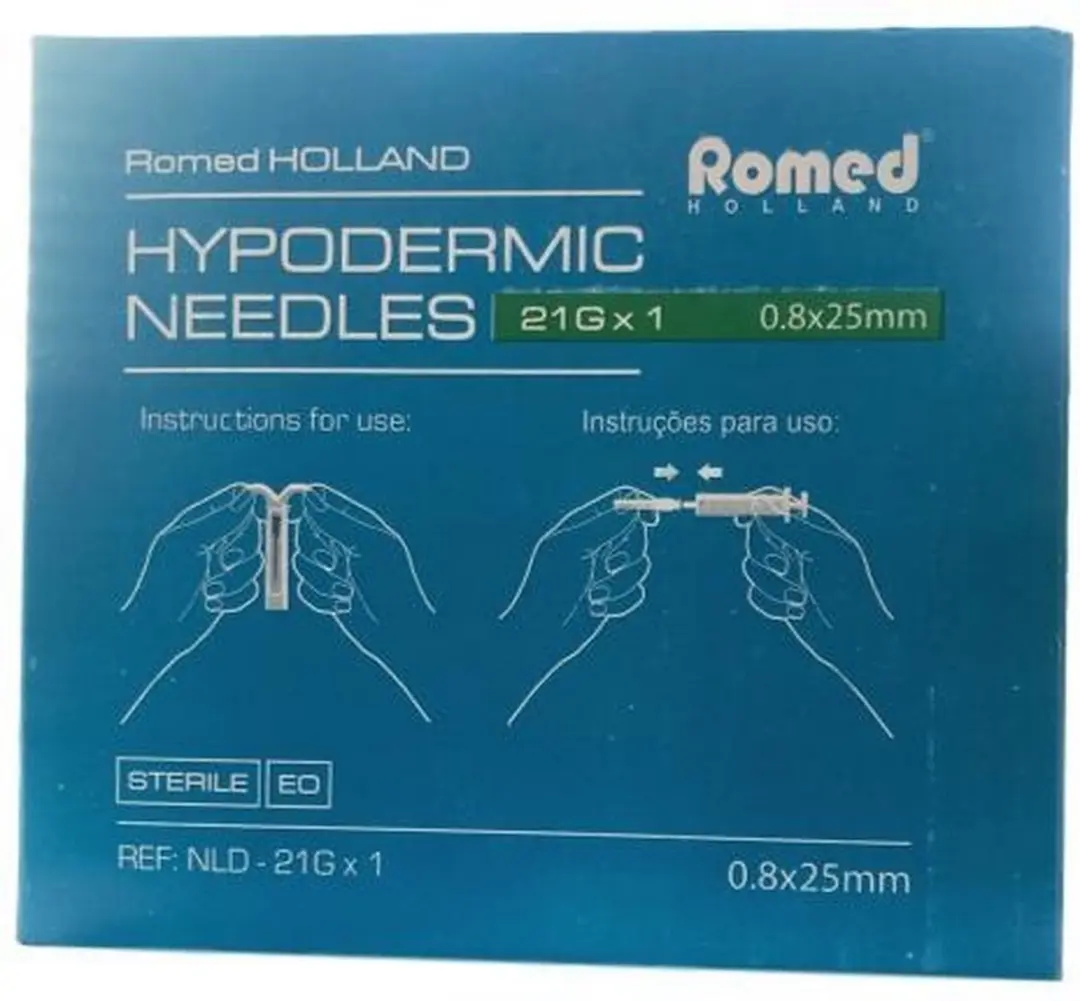 Romed 100 Injectienaalden 21G x 1 - Groen - Roestvrij Staal