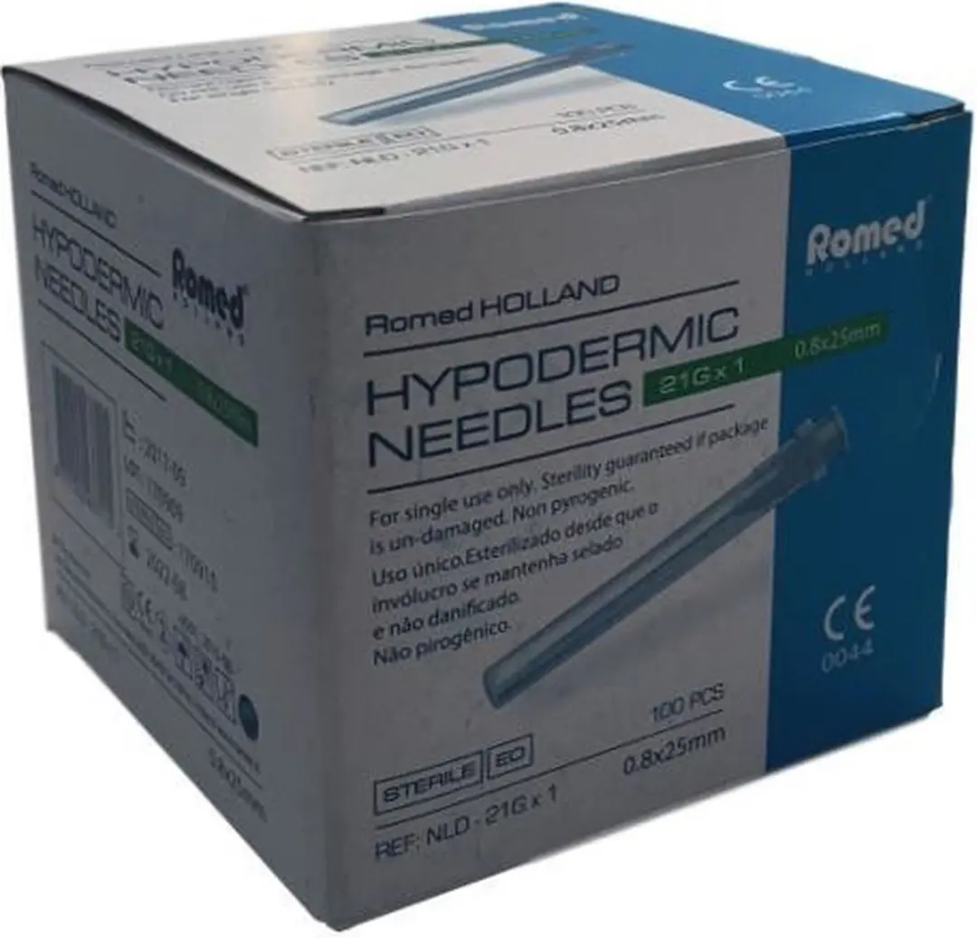 Romed 100 Injectienaalden 21G x 1 - Groen - Roestvrij Staal