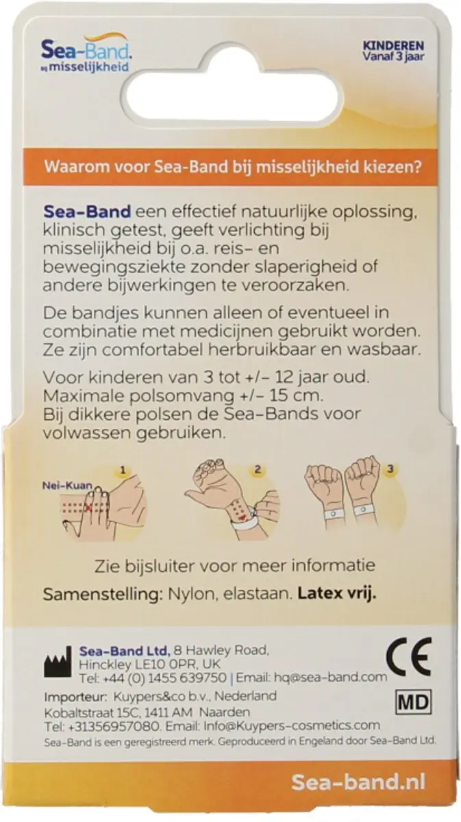 Sea Band Polsband Kinderen - Roze - 2 Stuks