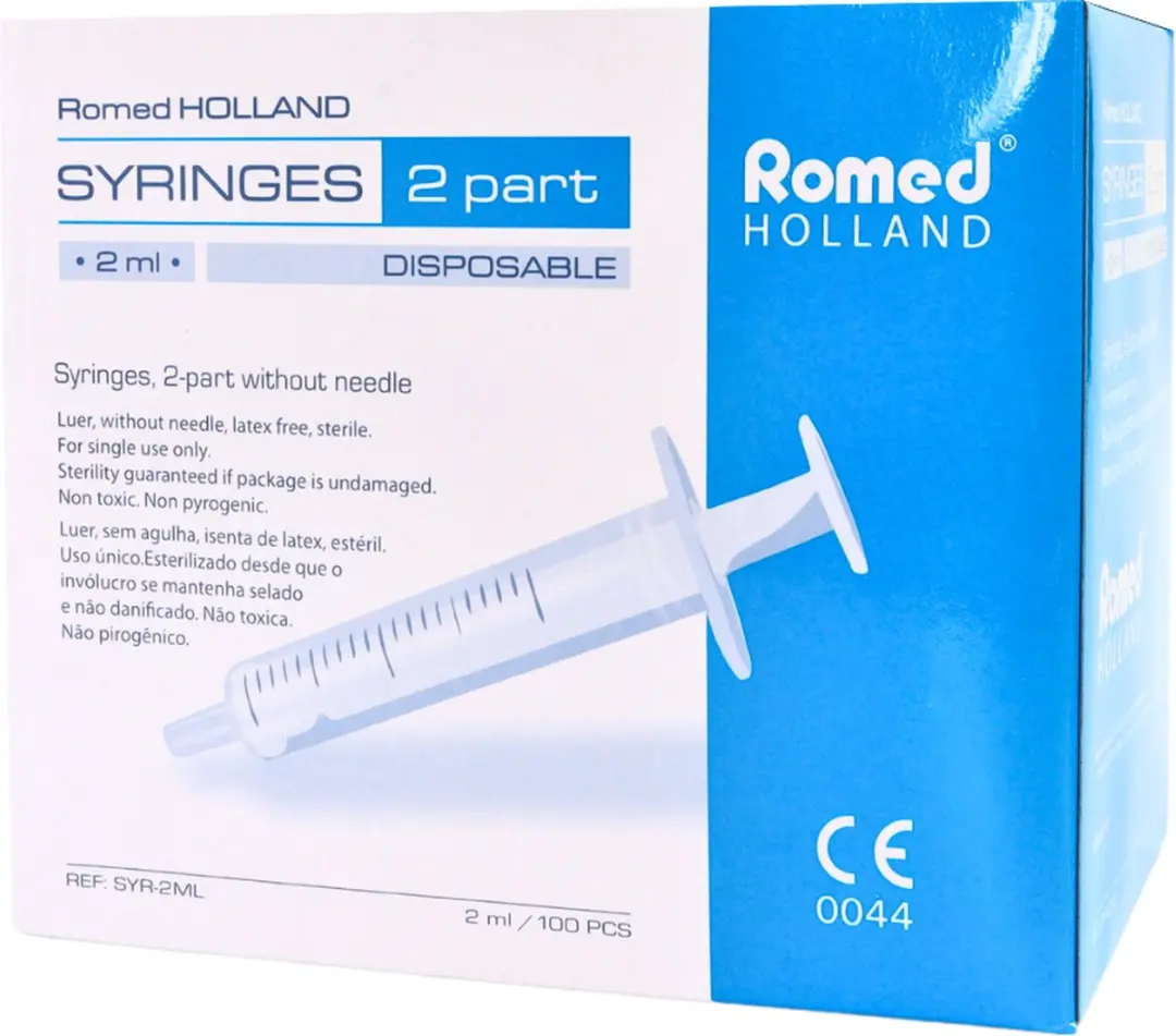 Romed 2-delige Injectiespuiten 2ml Luer Slip - 100 Stuks