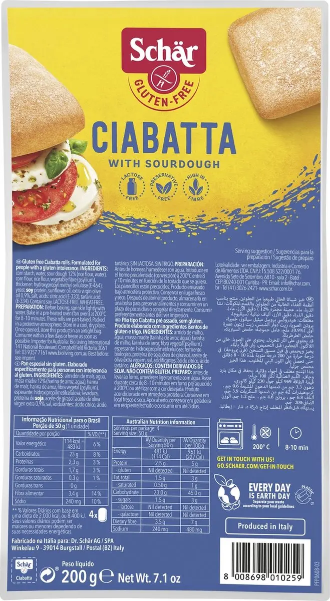 Schar Ciabatta Voorgebakken - 200g