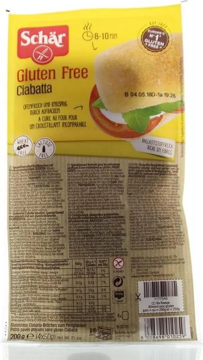 Schar Ciabatta Voorgebakken - 200g