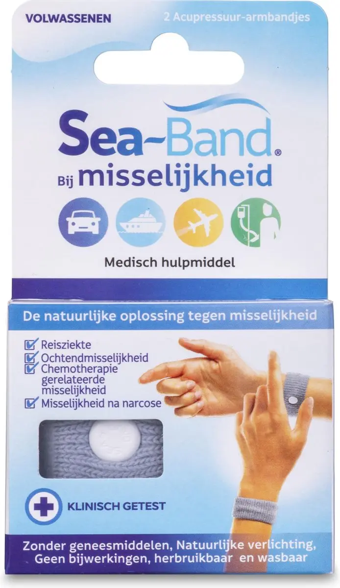 Sea Band Polsband Volwassenen - 2 Stuks - Grijs