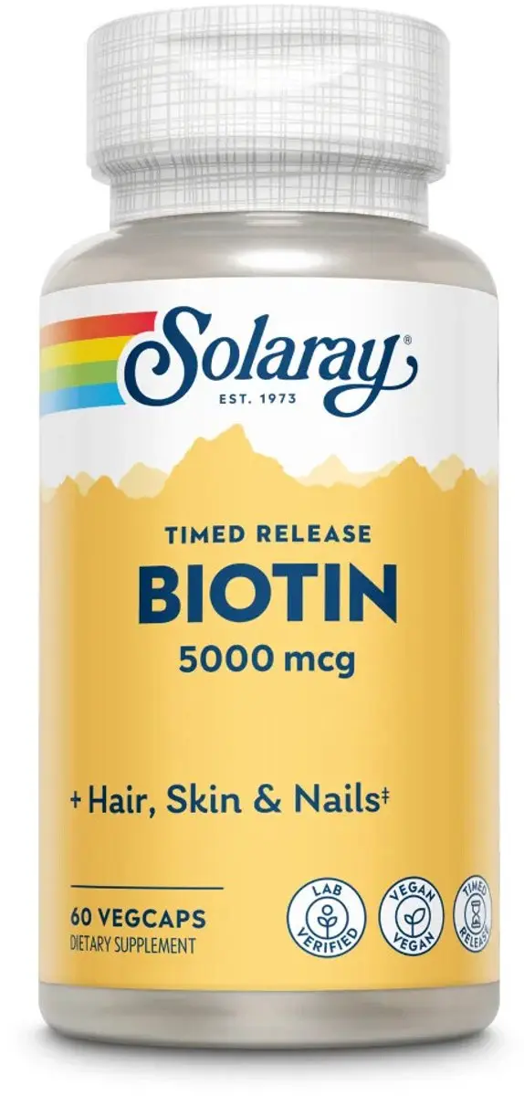 Solaray Biotine 5000 mcg Vertraagde Afgifte 60 Vegacaps