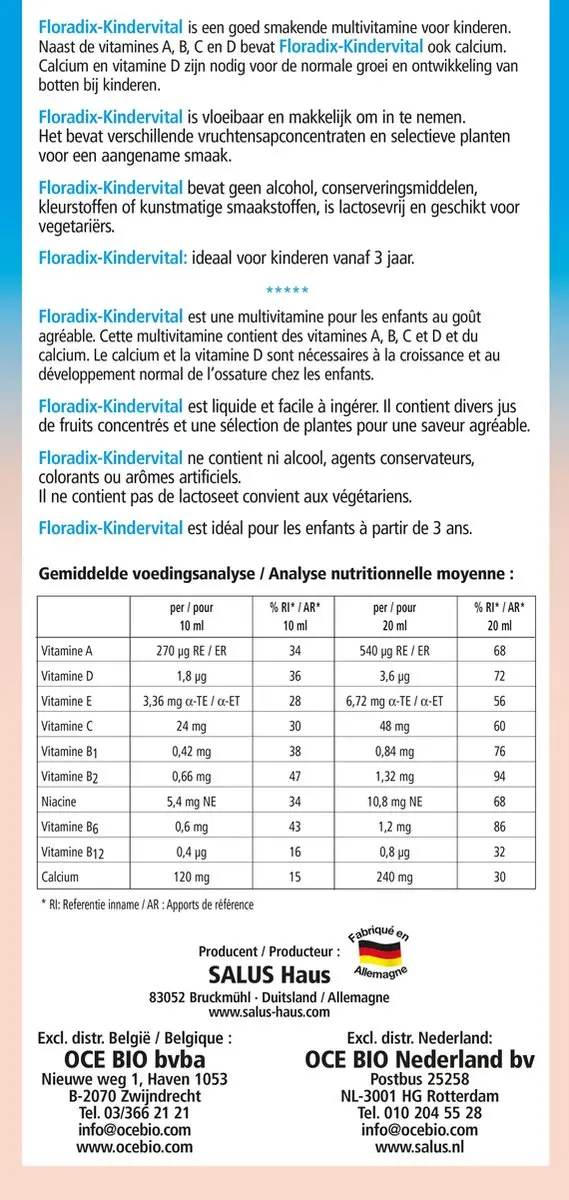 Salus Floradix-Kindervital Vloeibare Multivitamine 500ml