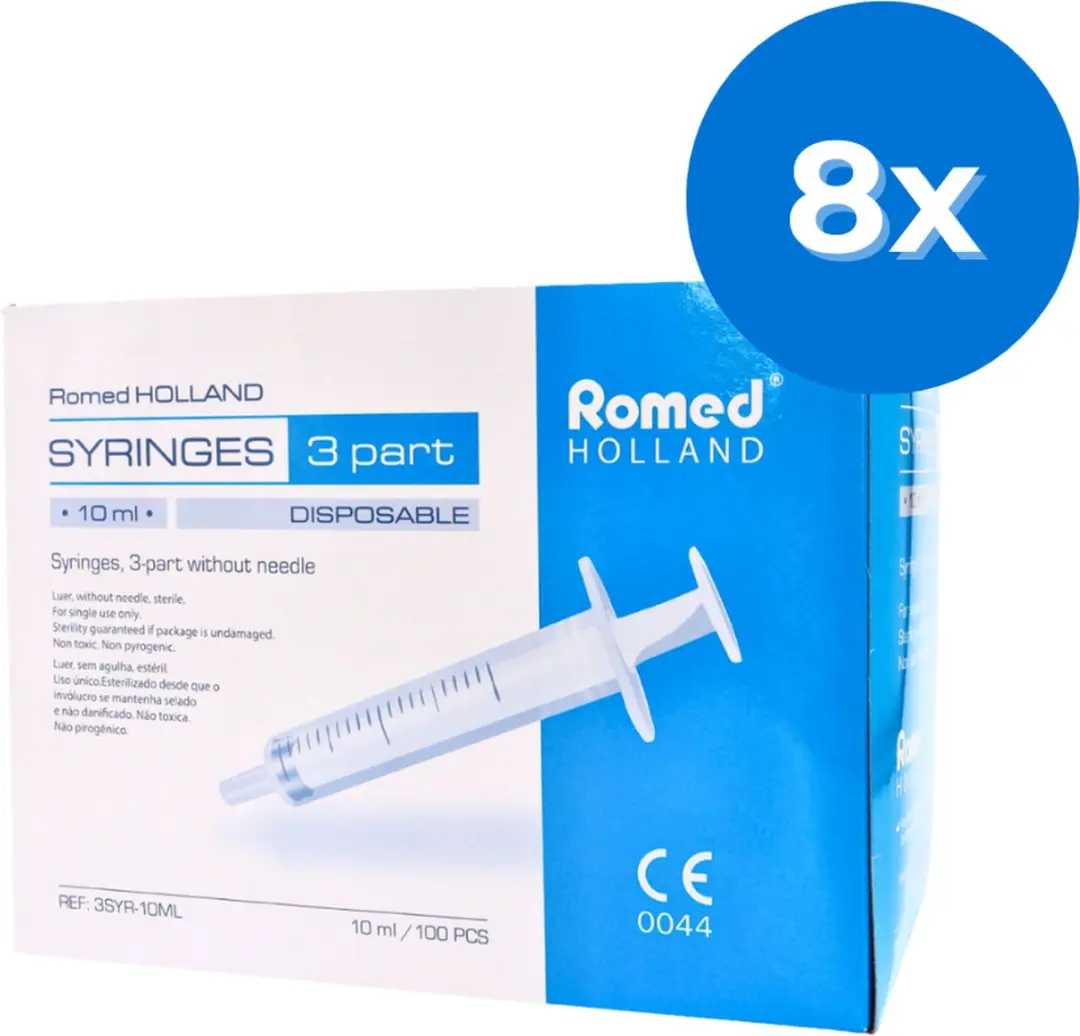 Romed 3-delige Injectiespuiten 10ml Luer Slip