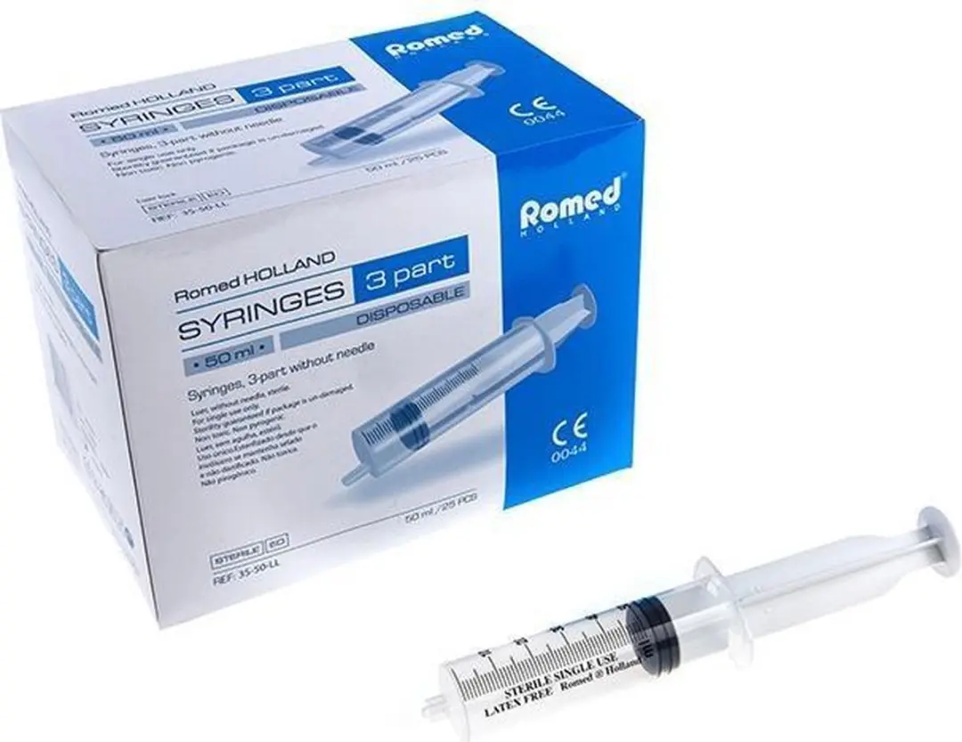 Romed 3-delige Injectiespuiten 50ml Luer Lock