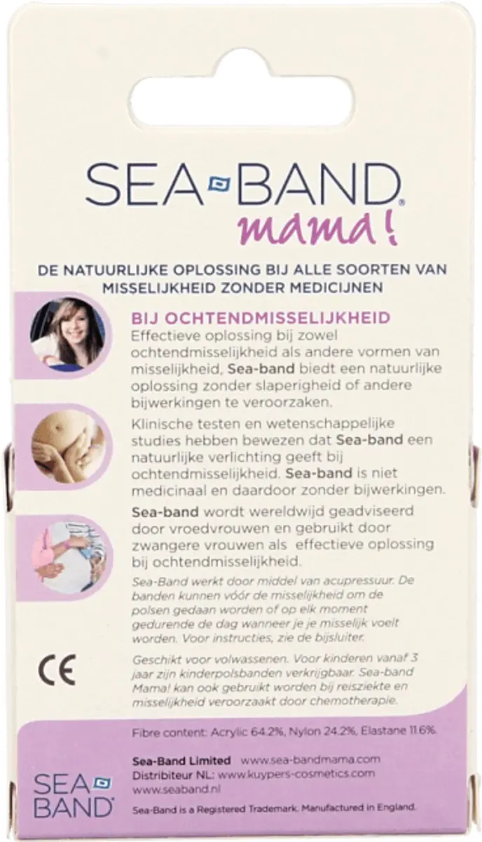 Sea Band Mama Acupressuur Polsband - 2 Stuks Multicolor